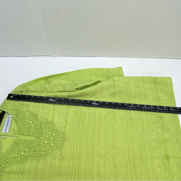 Alfred Dunner Size 14 Green Pullover Blouse 3/4 Sleeves Beads & Lace Mature Top - Picture 11 of 15